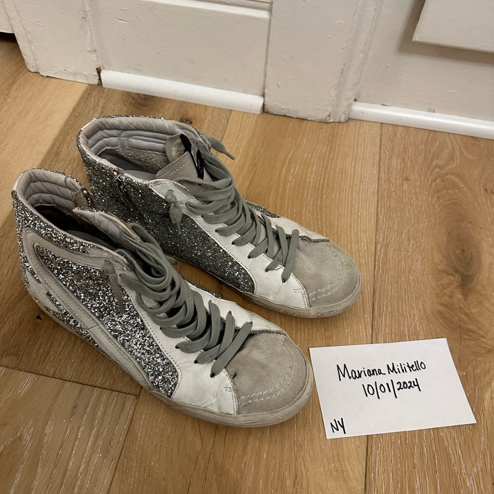 Golden Goose Women's Slide Glitter High Top Sneakers size EU40/US10 - Picture 3 of 11